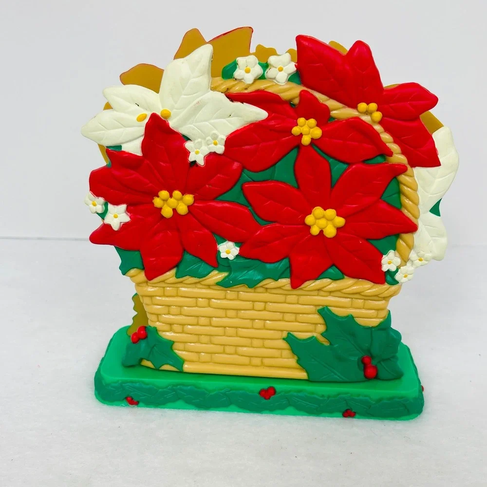 Unbranded Napkin Holder Unisex OS Poinsettia Basket Red Green Christmas Good
